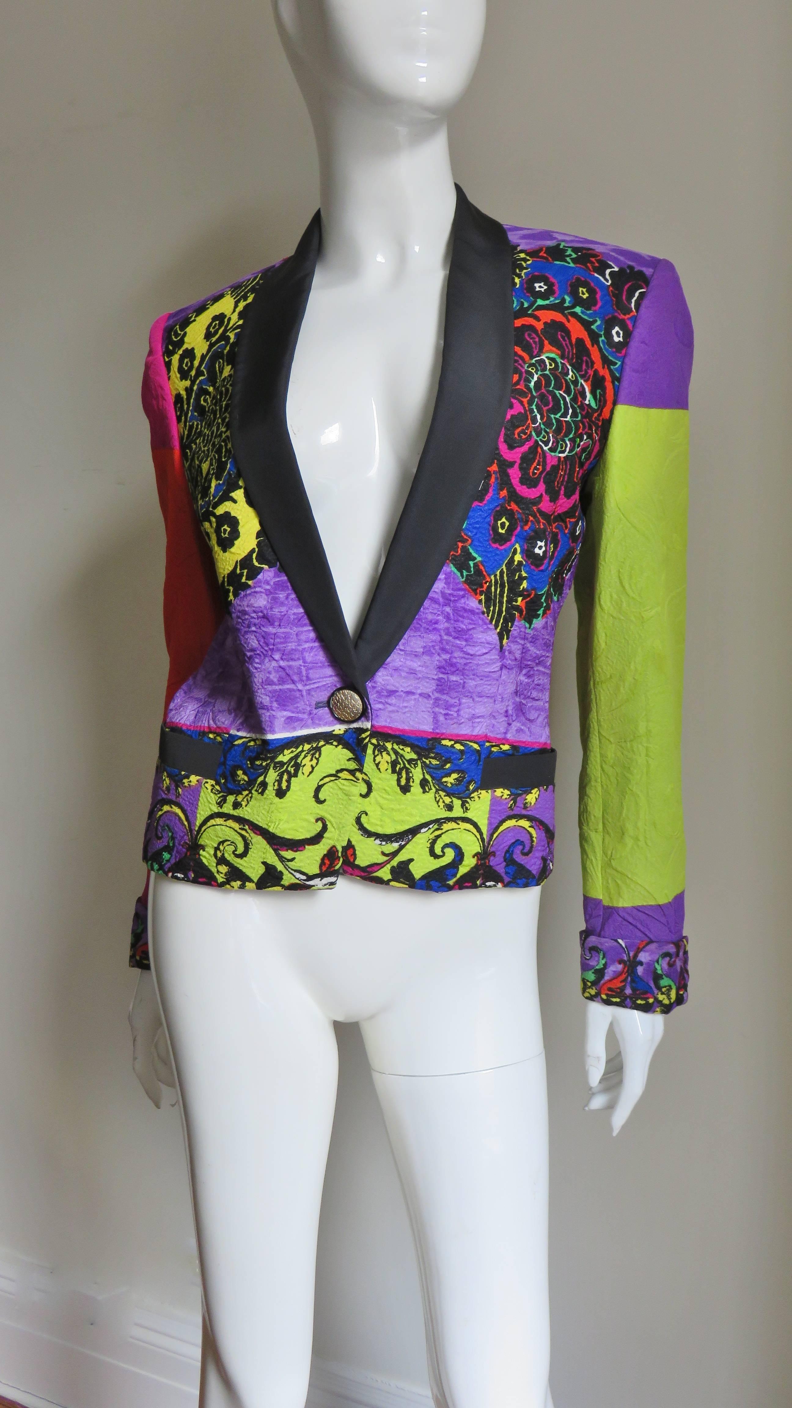 1990s Gianni Versace Color Block Silk Jacket 6