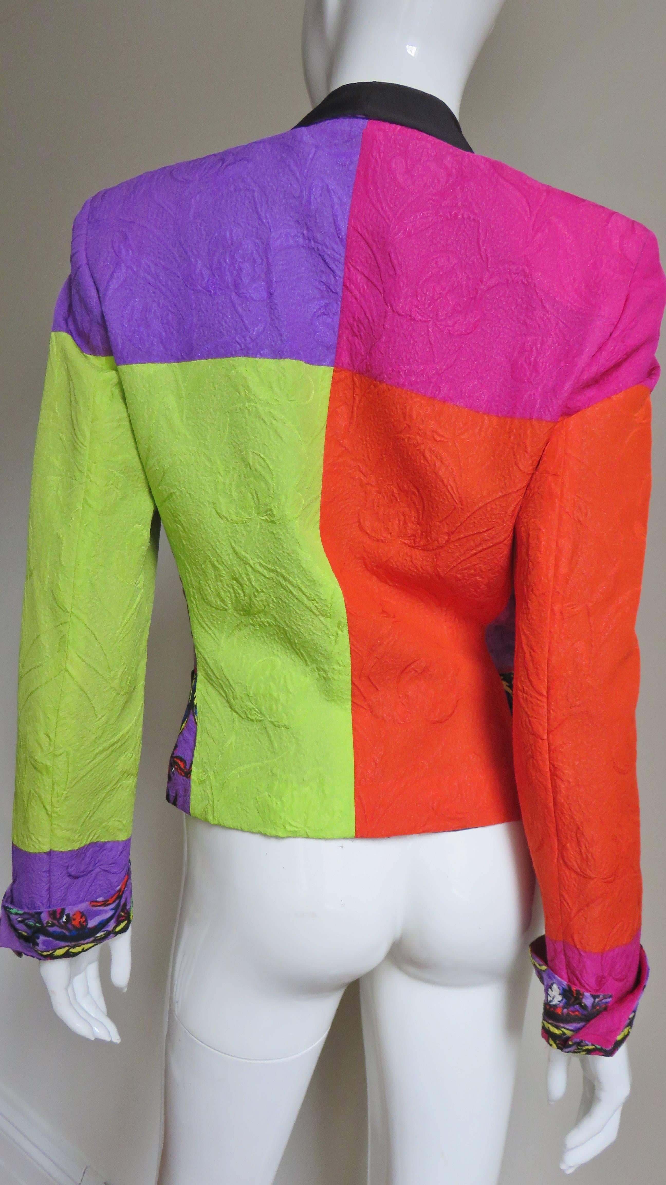 1990s Gianni Versace Color Block Silk Jacket 7