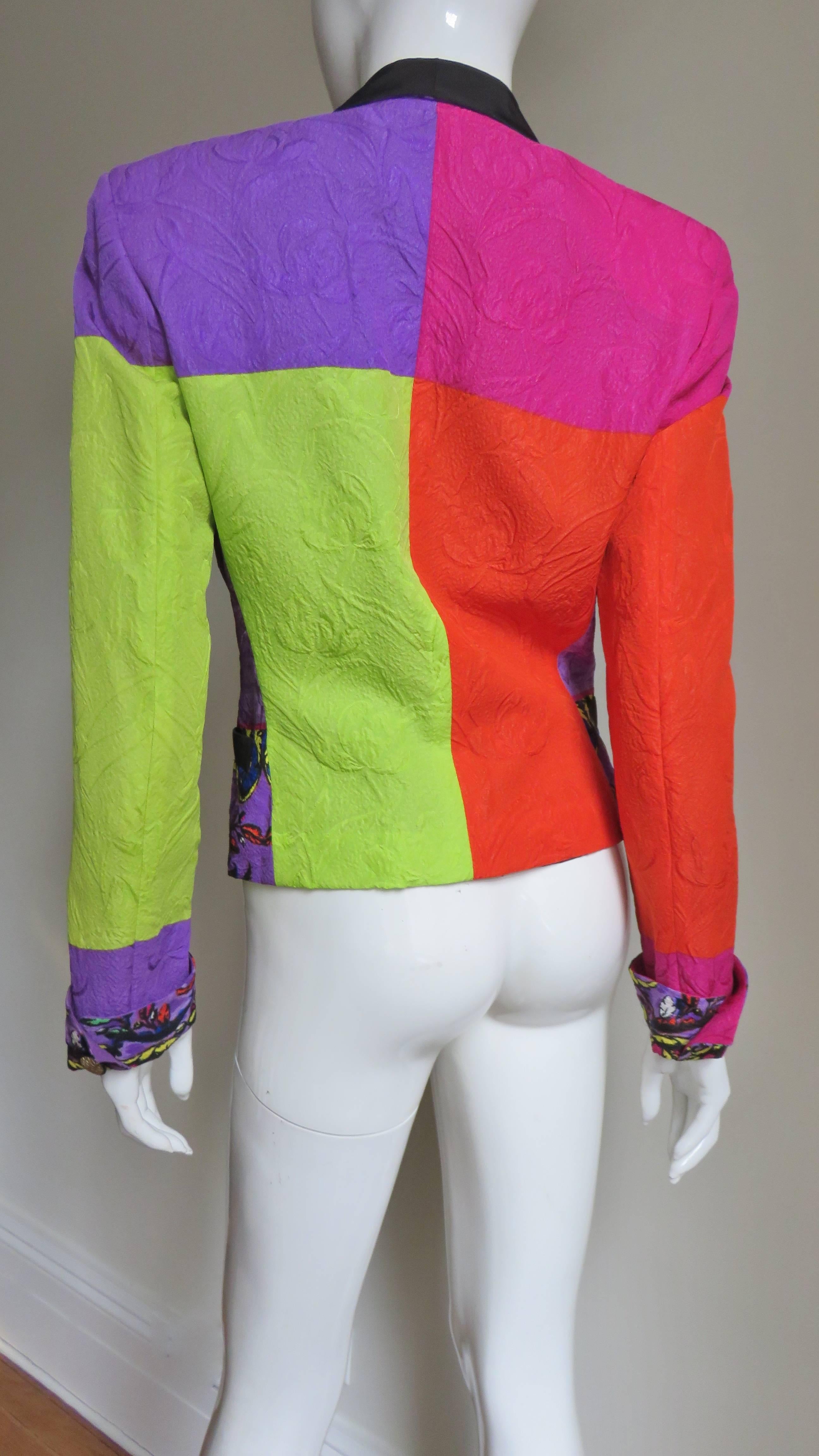 1990s Gianni Versace Color Block Silk Jacket 9