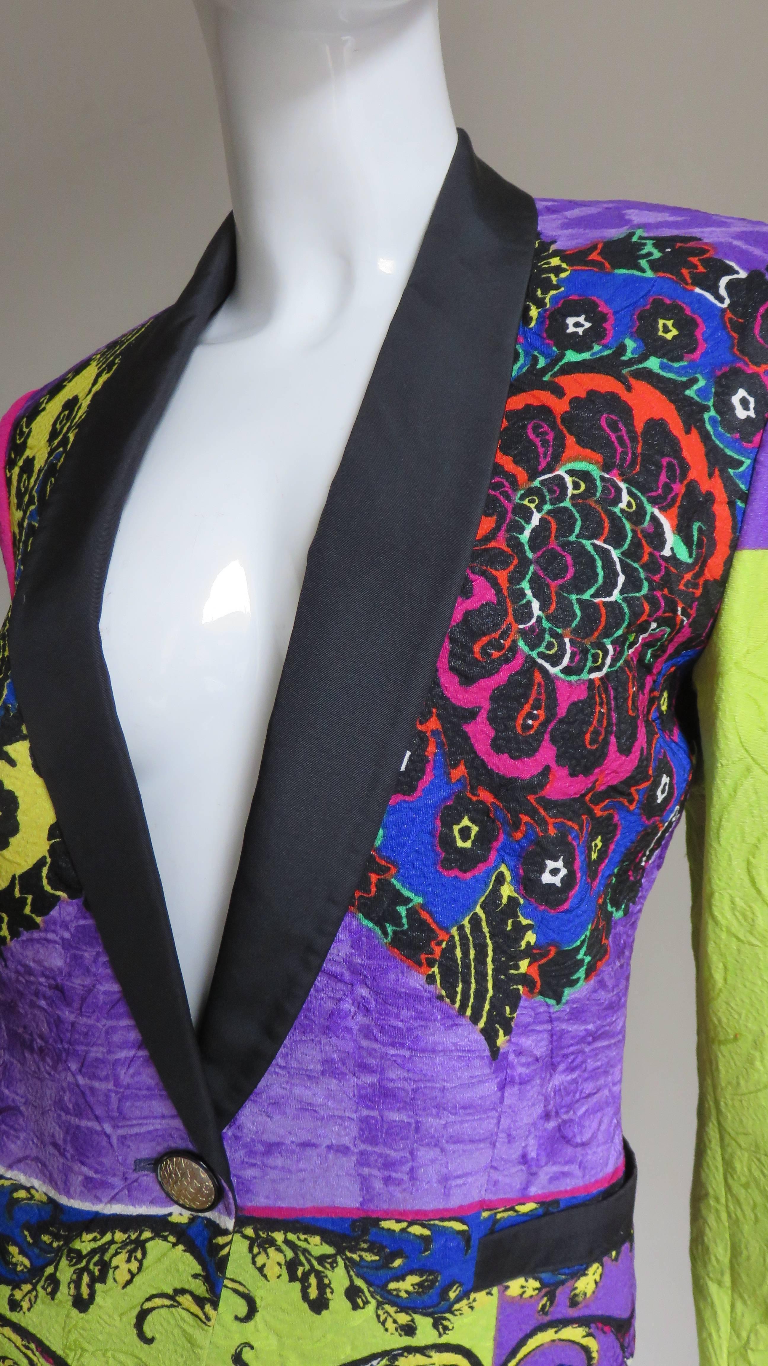 Women's 1990s Gianni Versace Color Block Silk Jacket