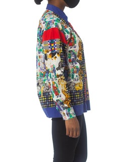 1990S JEANS COUTURE BY GIANNI VERSACE Cotton Dog & Houndstooth Printed Shirt