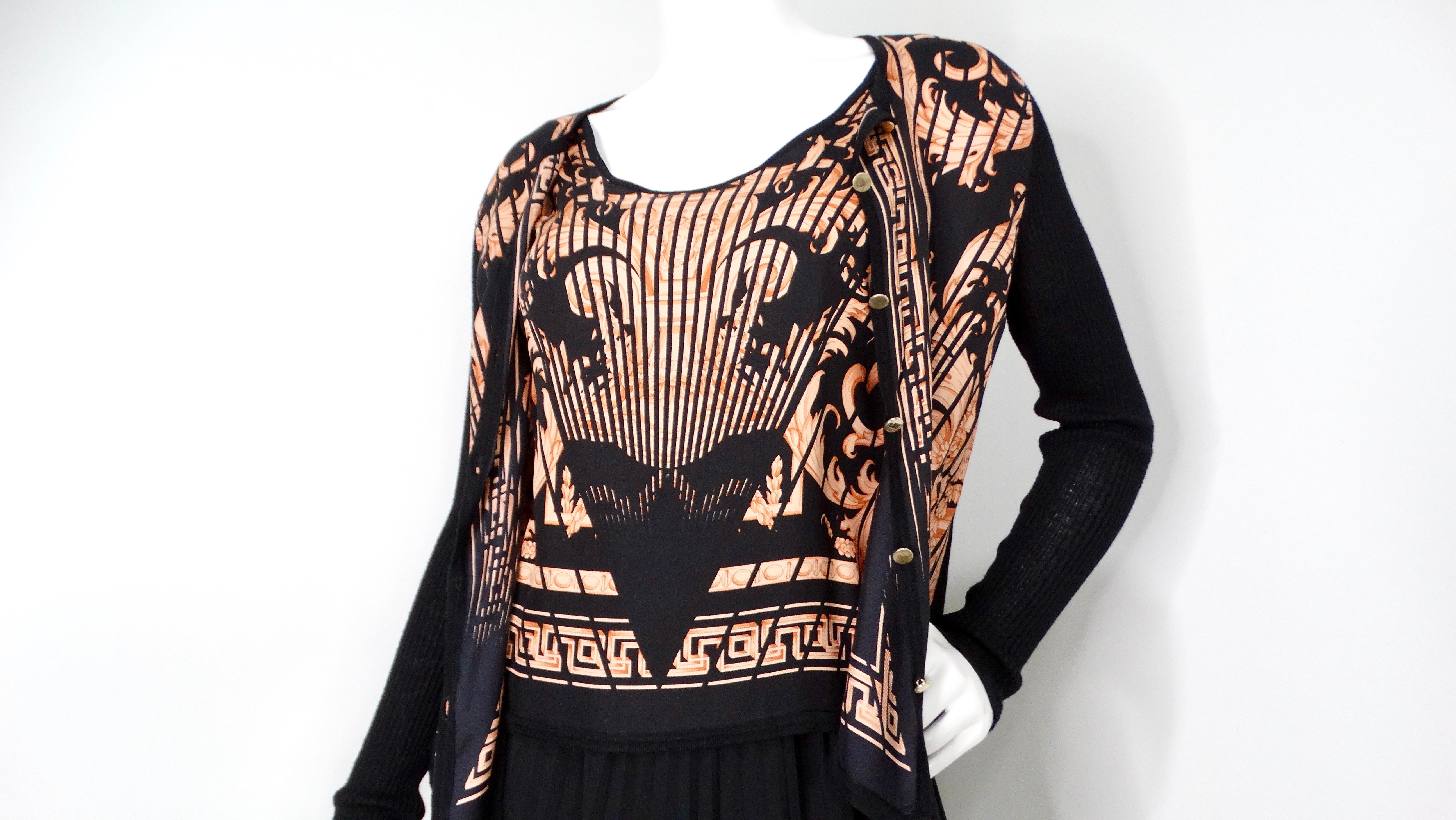 1990s Gianni Versace Couture 3-Piece Skirt, Top & Cardigan Set For Sale 1