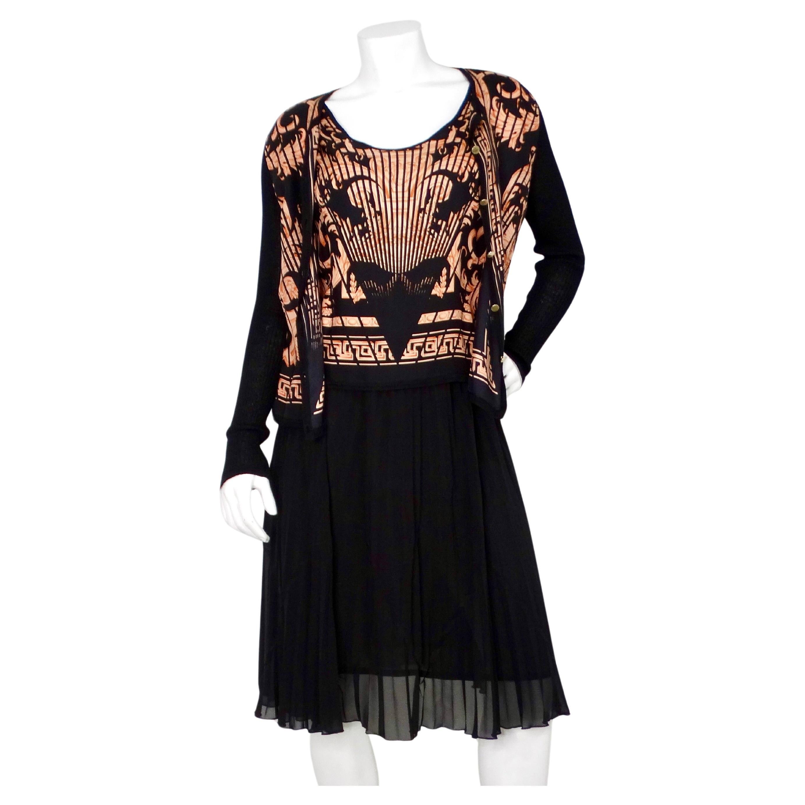1990s Gianni Versace Couture 3-Piece Skirt, Top & Cardigan Set For Sale