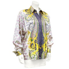 1990er Gianni Versace Couture Seidenhemd mit Barock- und Karneoldruck