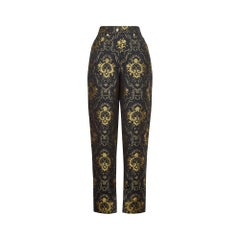 1995 Gianni Versace Couture Black and Gold Baroque Pants