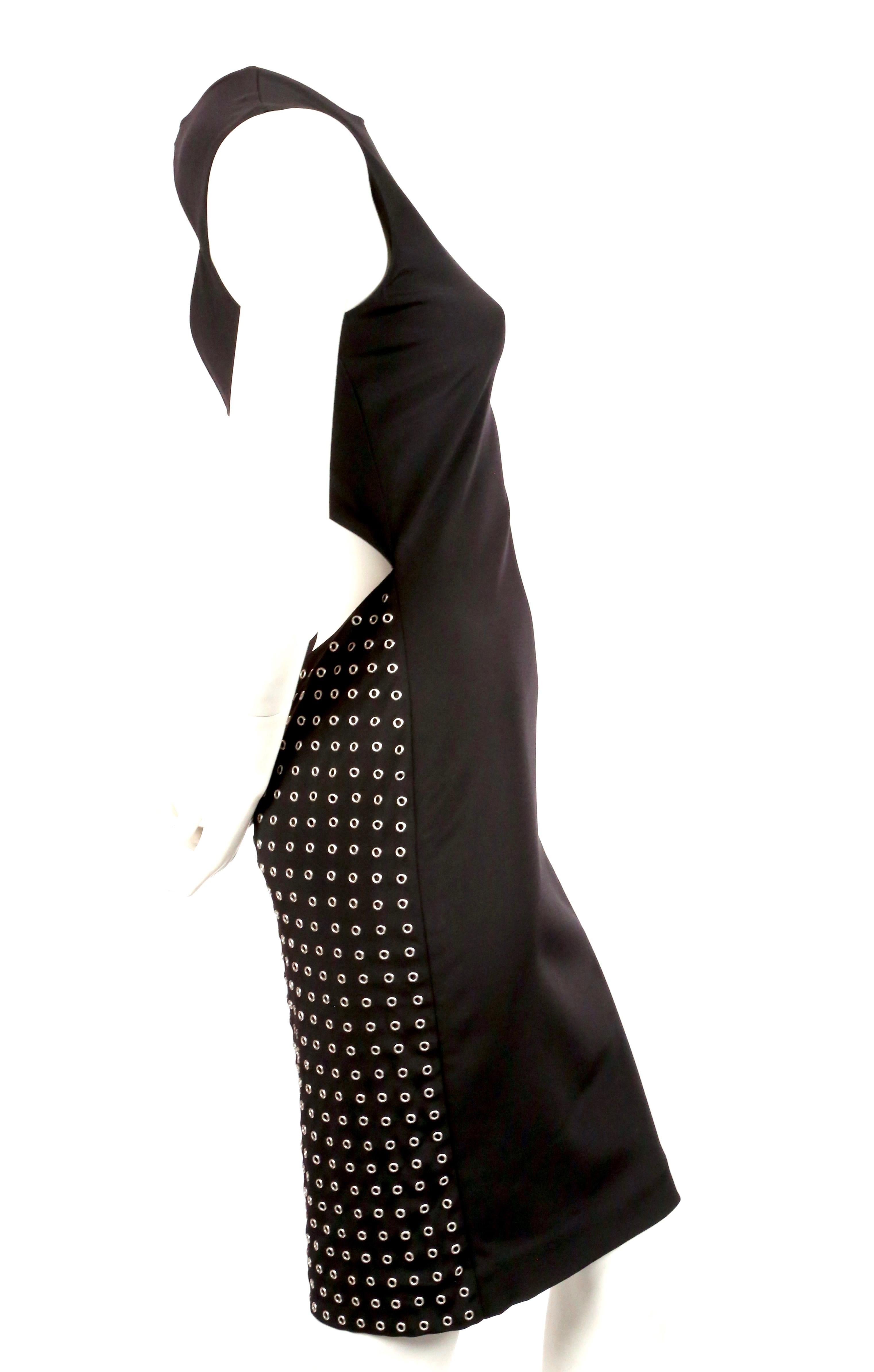Women's or Men's 1990's GIANNI VERSACE COUTURE black jersey dress with grommets and cut out back For Sale