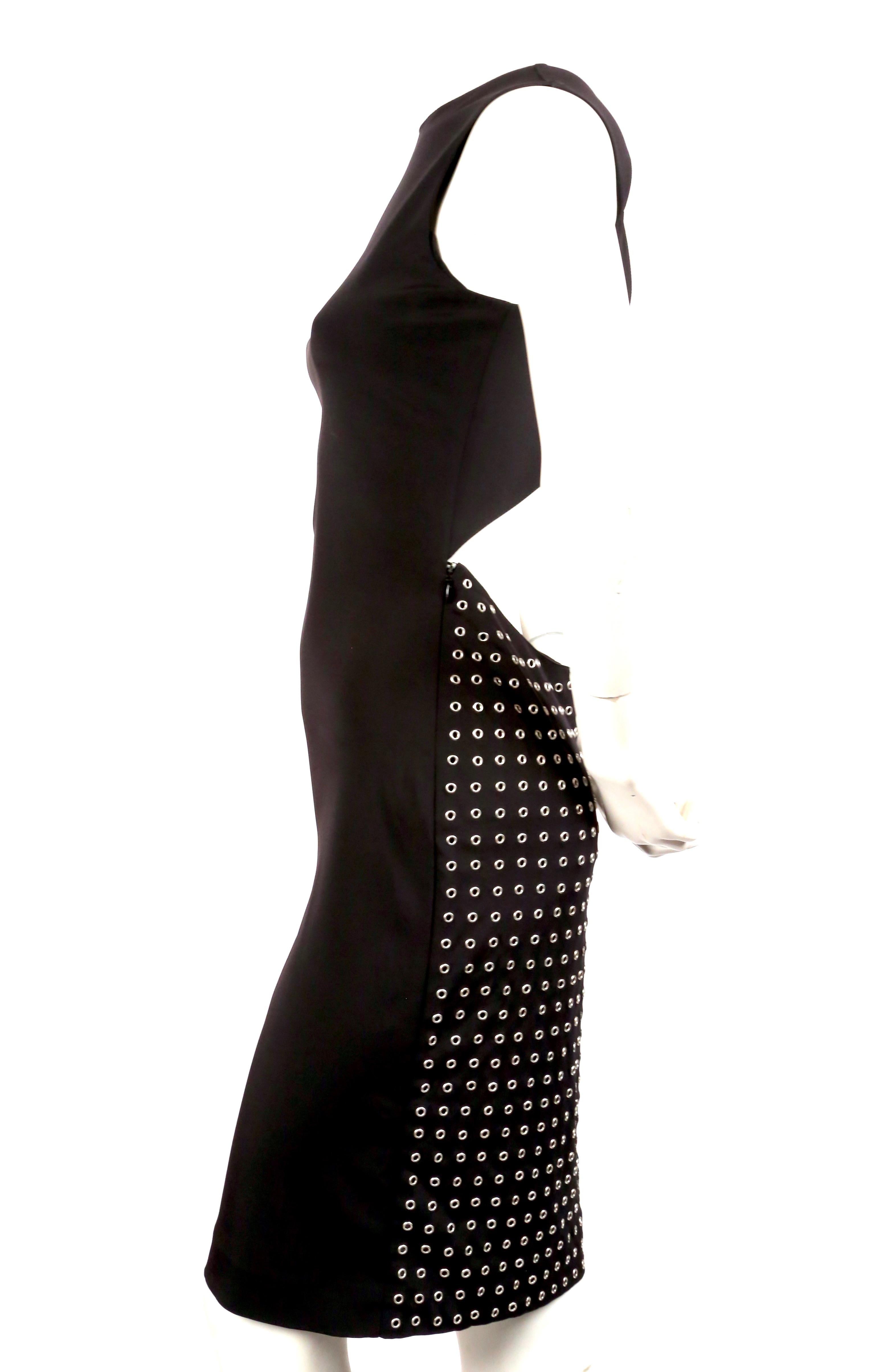 1990's GIANNI VERSACE COUTURE black jersey dress with grommets and cut out back For Sale 1