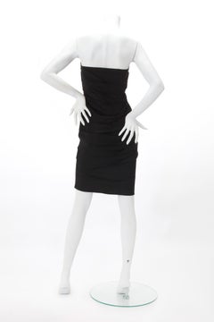 1990s Gianni VERSACE Couture Black Pleated Strapless Dress