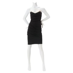Robe bustier plissée noire Gianni VERSACE Couture des années 1990