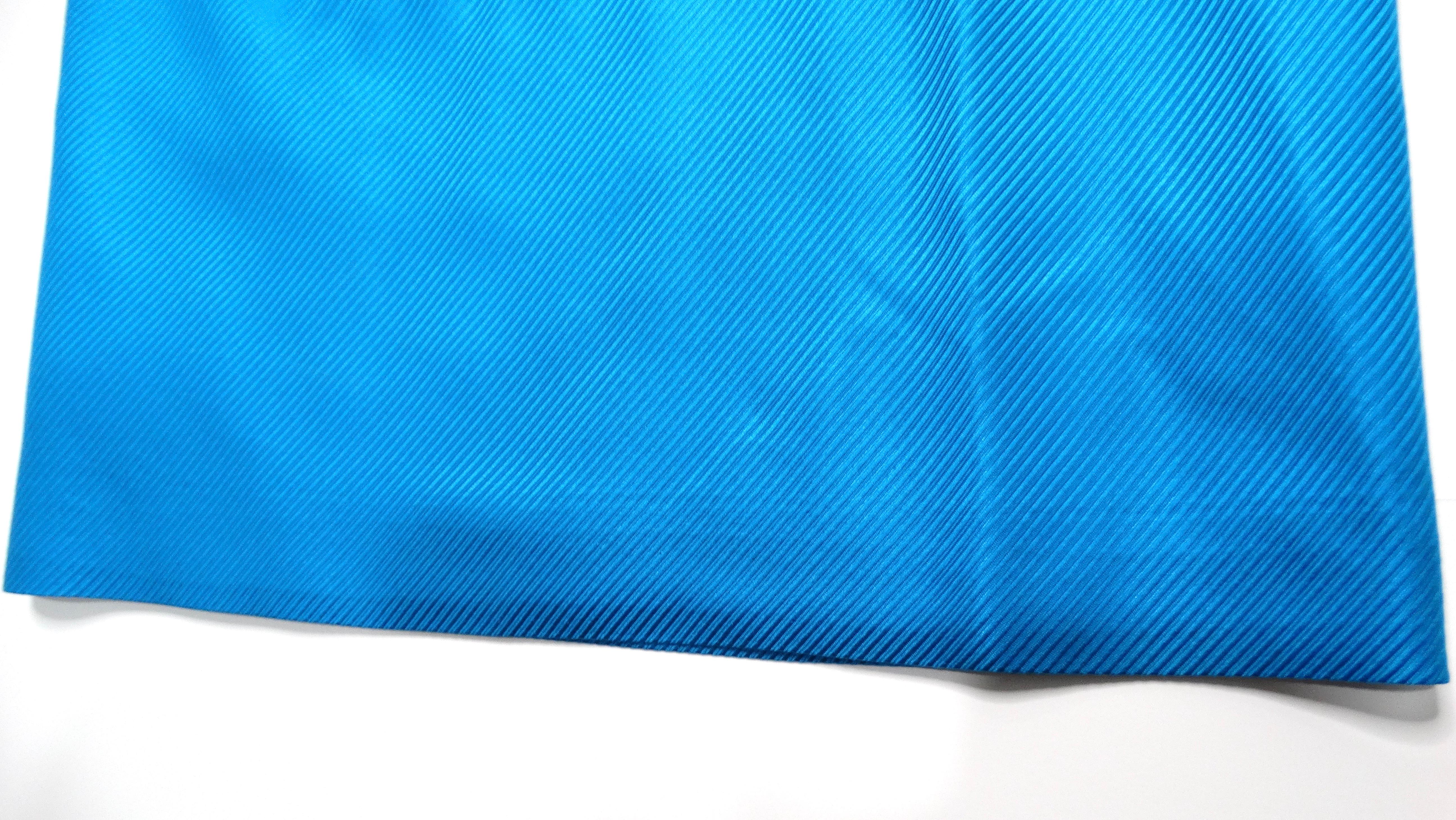 1990s Gianni Versace Couture Bright Blue Silk Top & Skirt Set For Sale 6
