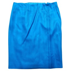 1990s Gianni Versace Couture Bright Blue Silk Top & Skirt Set