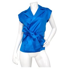 1990er Gianni Versace Couture Hellblaues Seidenoberteil & Rock Set