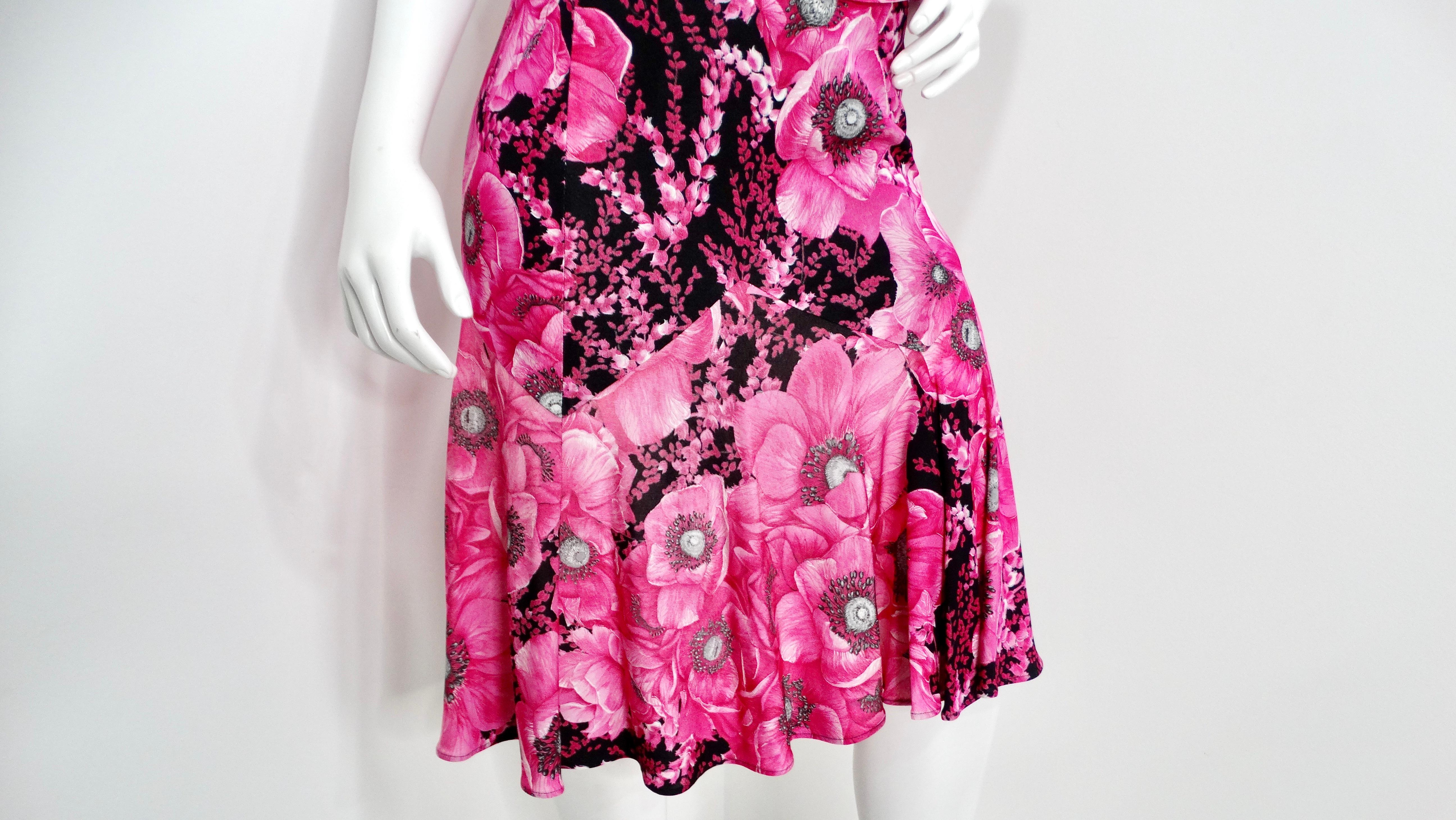 Gianni Versace Couture degli anni '90, Top e Gonna con Stampa Floreale In condizioni buone in vendita a Scottsdale, AZ
