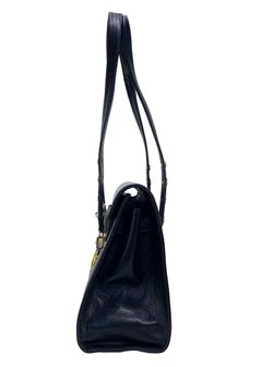 Gianni Versace Couture anni '90 Borsa a tracolla in pelle nera con borchie Medusa d'oro