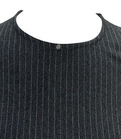 Chemisier gris à rayures extensibles Gianni Versace Couture des années 1990