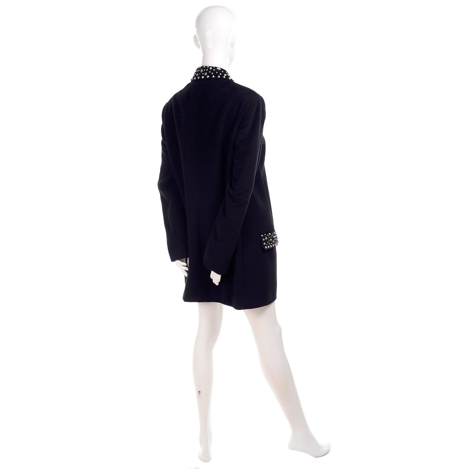 1990s Gianni Versace Couture Jacket in Wool Cashmere Blend w/ Medusa Head Studs 2