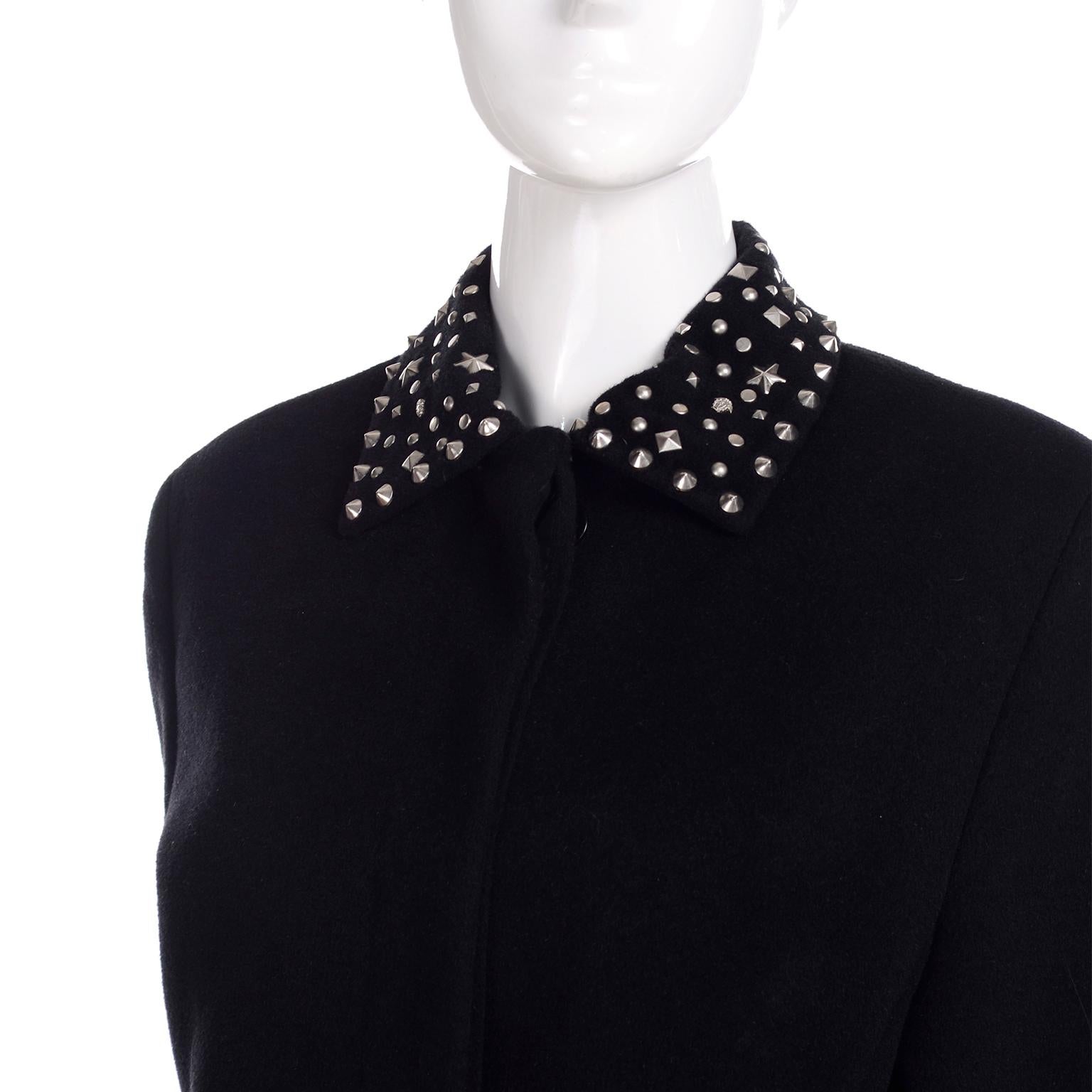 Women's 1990s Gianni Versace Couture Jacket in Wool Cashmere Blend w/ Medusa Head Studs