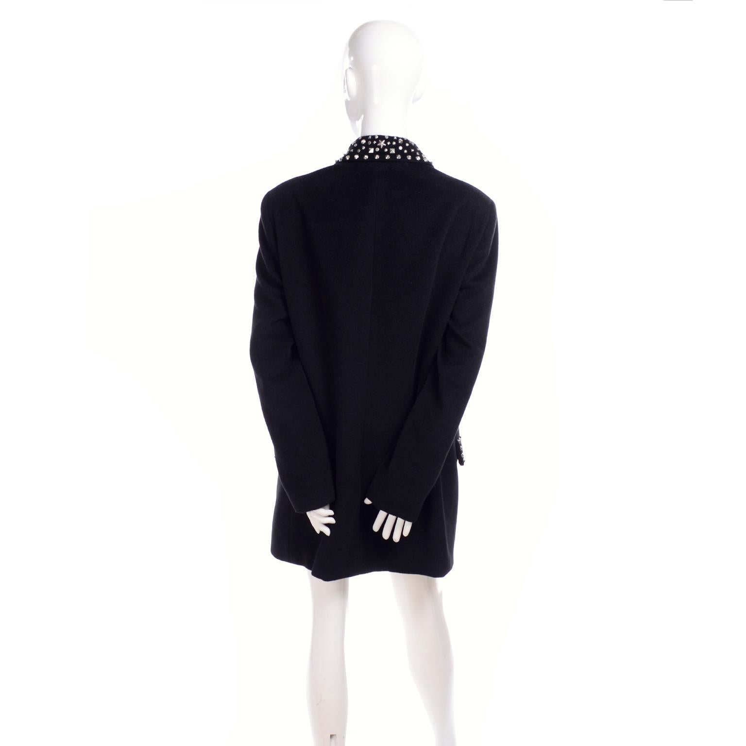 1990s Gianni Versace Couture Jacket in Wool Cashmere Blend w/ Medusa Head Studs 1