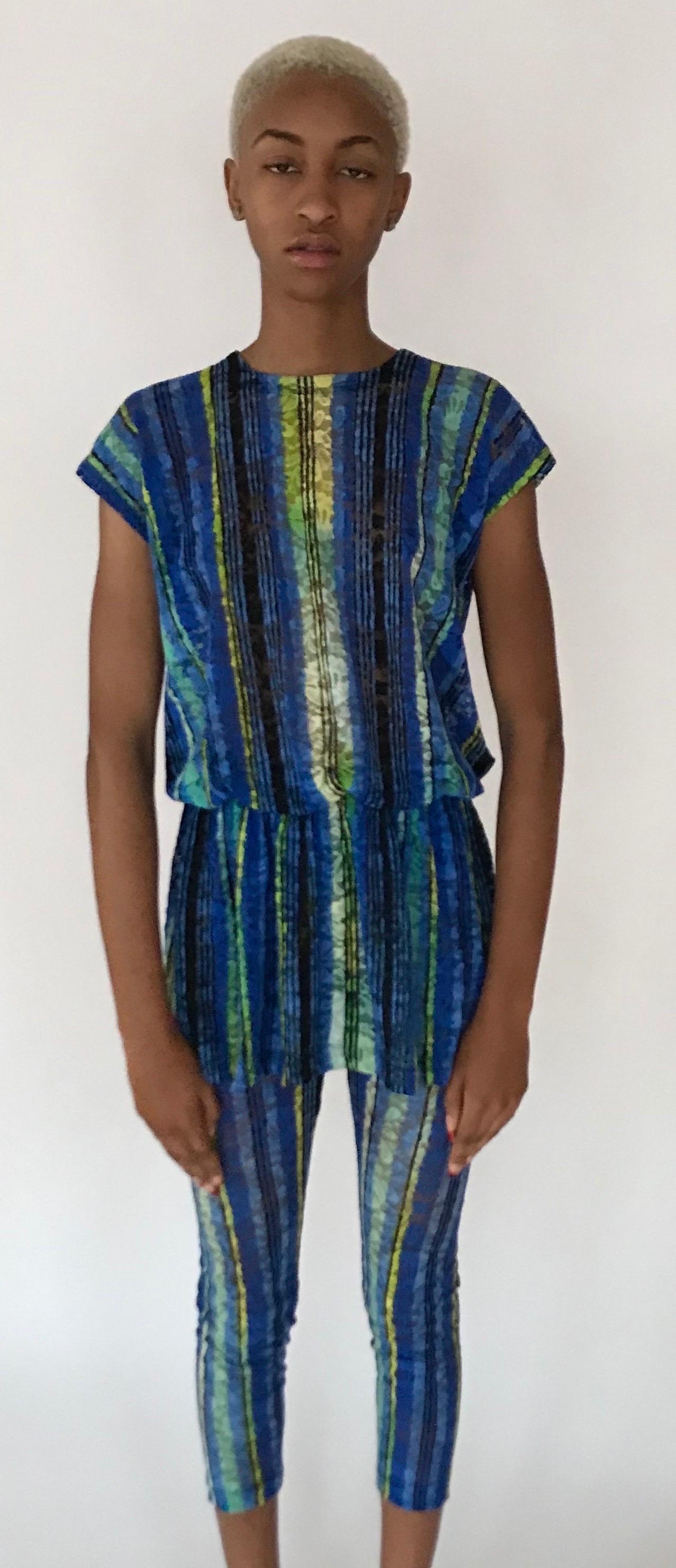 Black Versace 1990s Gianni Versace Couture Multi Color Lace Legging Ensemble