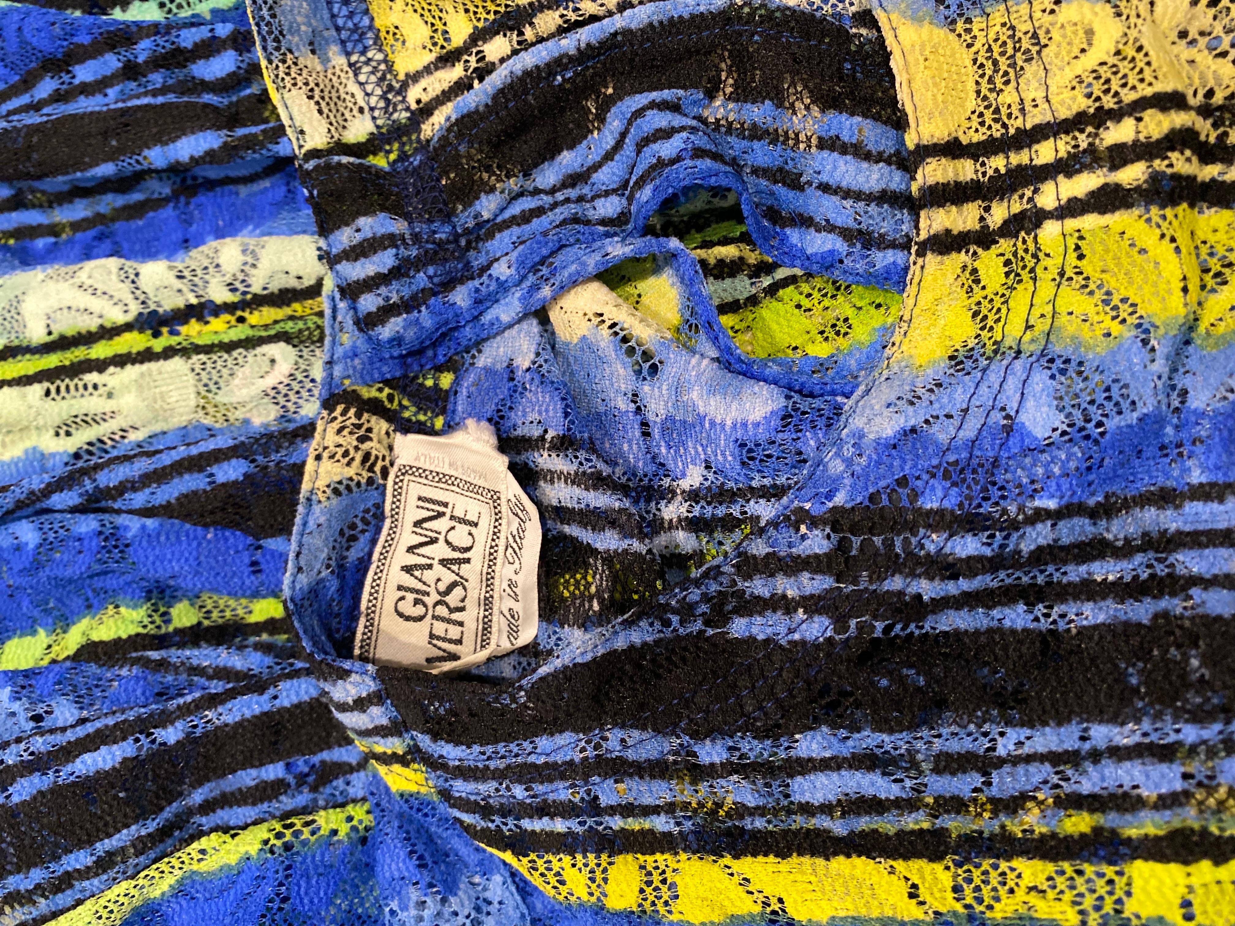 Versace 1990s Gianni Versace Couture Multi Color Lace Legging Ensemble 3