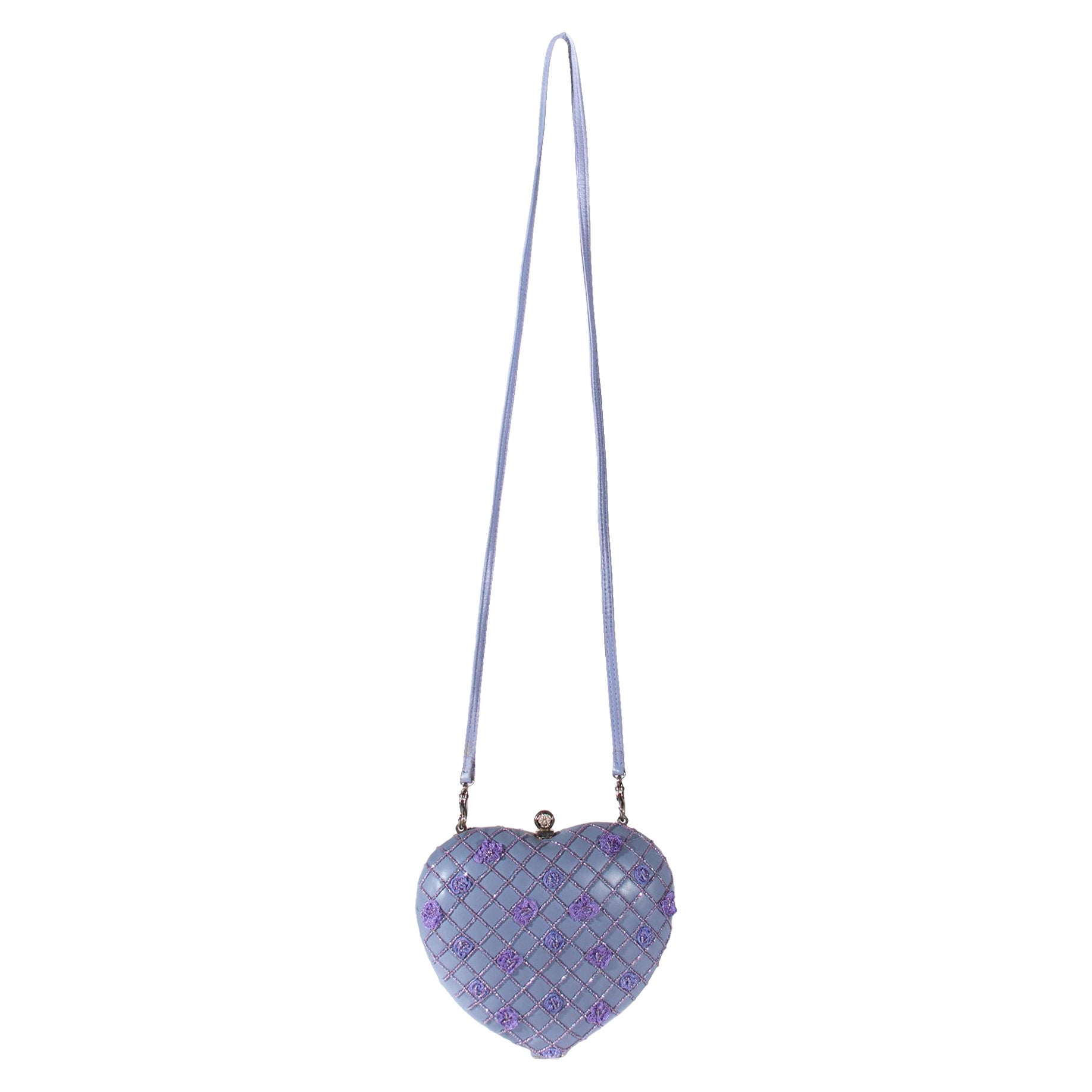 1990s Gianni Versace Couture Lavender Heart Shape Crossbody & Evening Clutch