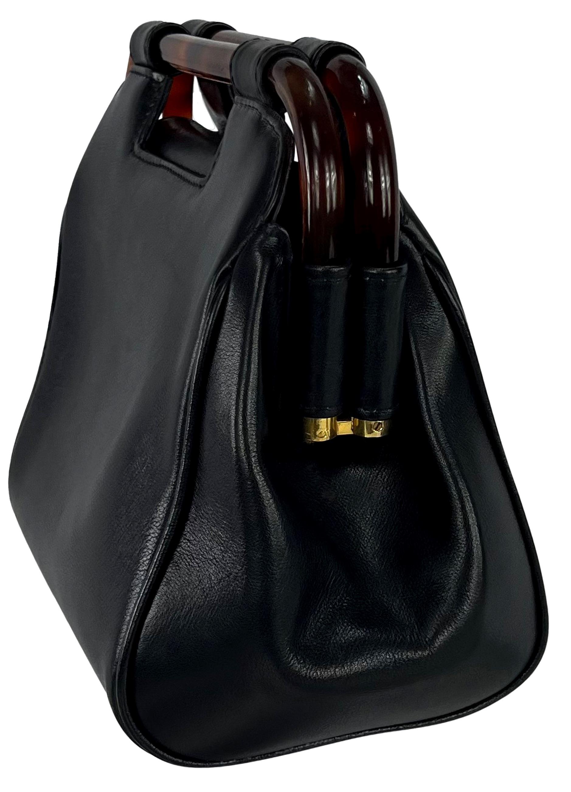 Women's 1990s Gianni Versace Couture Leather Medusa Relief Acrylic Frame Handle Mini Bag For Sale