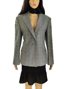 1990's Gianni Versace Couture Medusa Embroidered Black White Jacket IT 46/ US 8