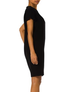 1990S GIANNI VERSACE Black Silk & Wool Crepe Ottoman Minimal Day To Night Mod S