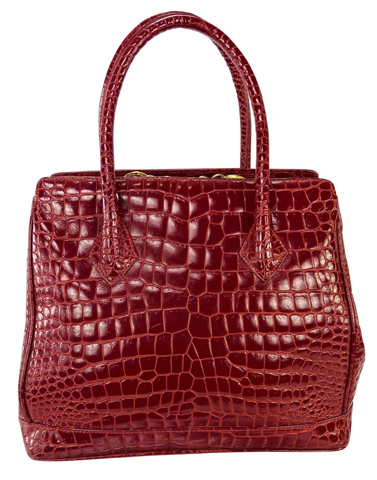 Sac à Main Femme Vintage En Cuir Tressé Rouge - Marque Gianni Notaro - Occasion Bon état