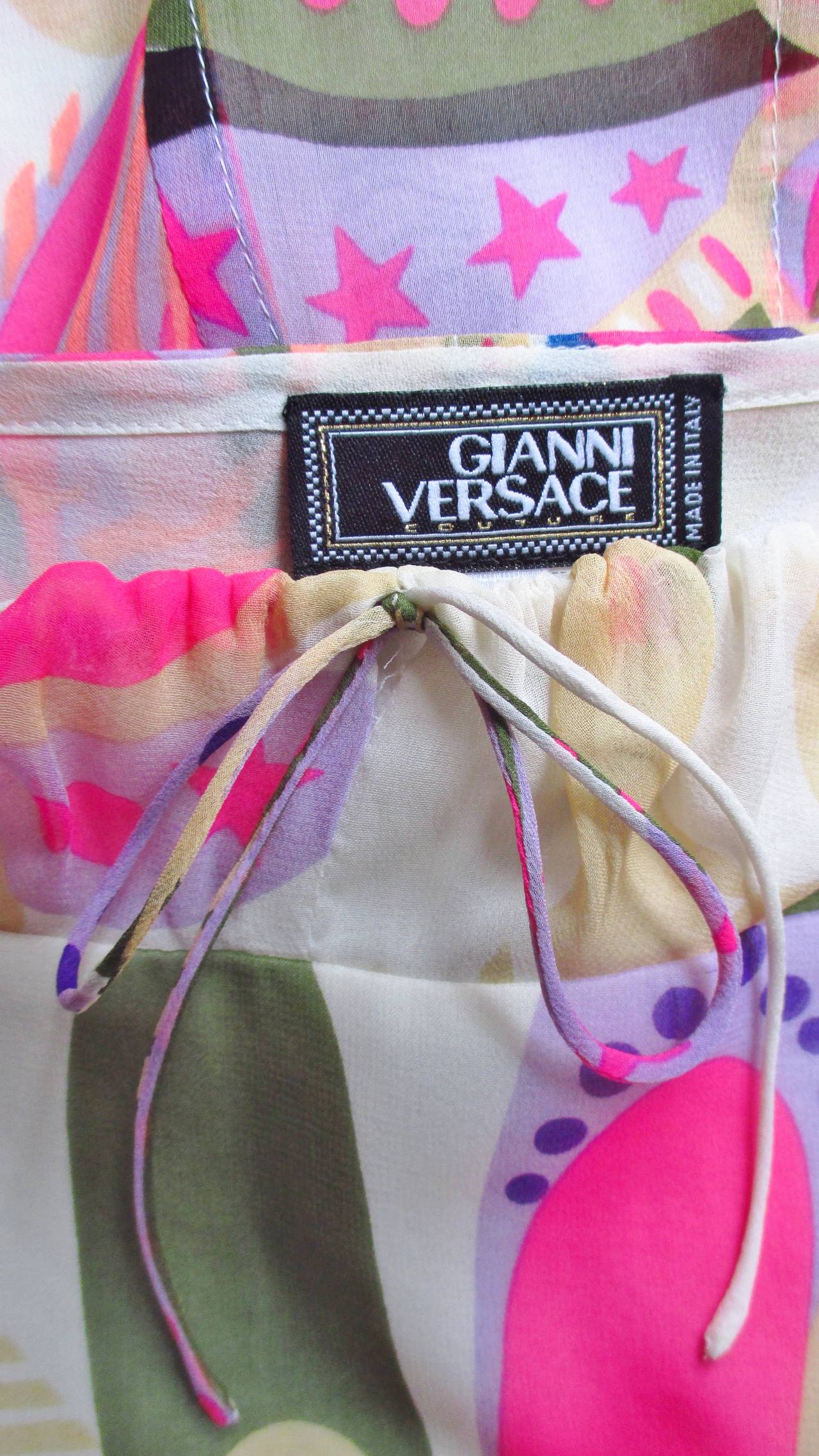  Gianni Versace Couture Print Silk Dress For Sale 6