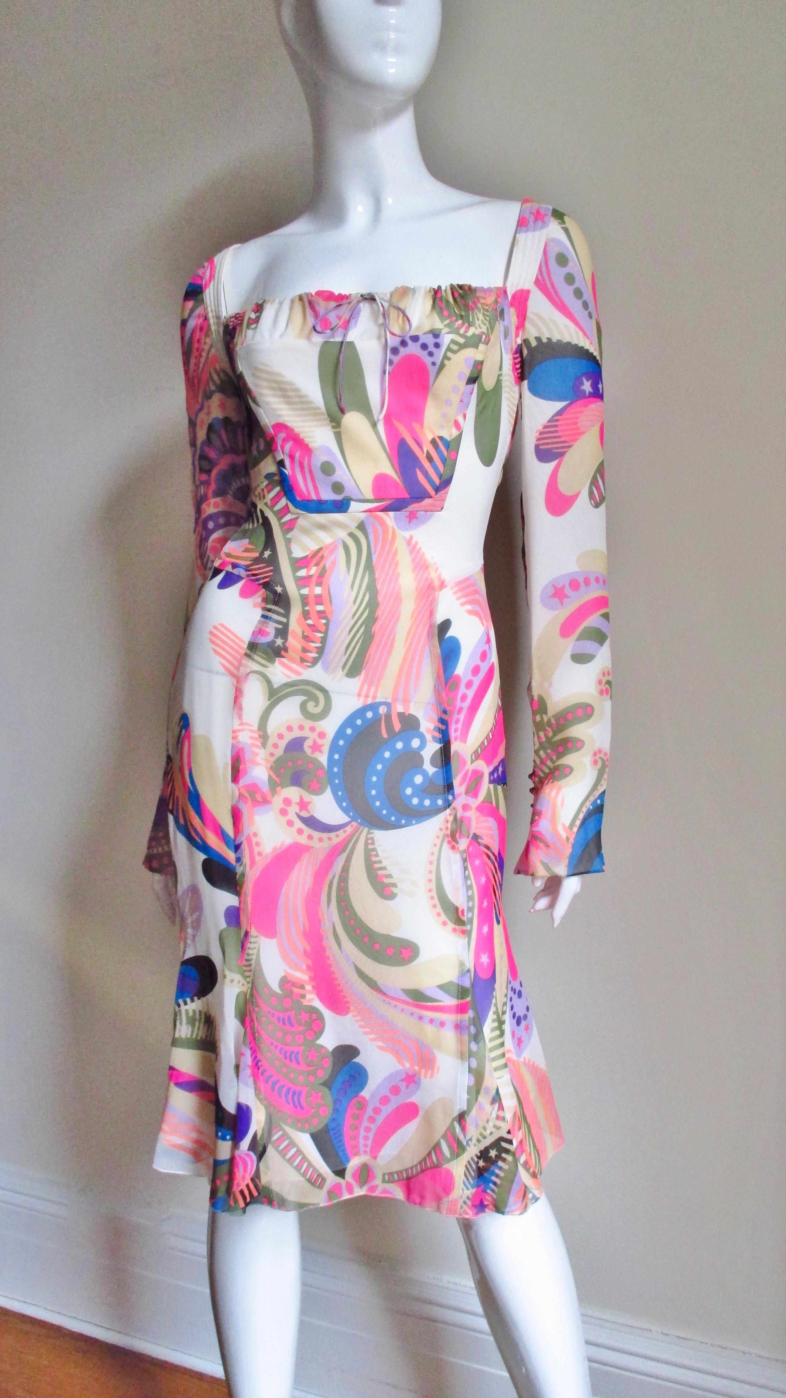 Women's  Gianni Versace Couture Print Silk Dress For Sale