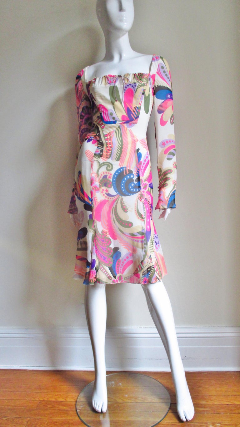 Gianni Versace Couture Silk Print Dress For Sale at 1stDibs