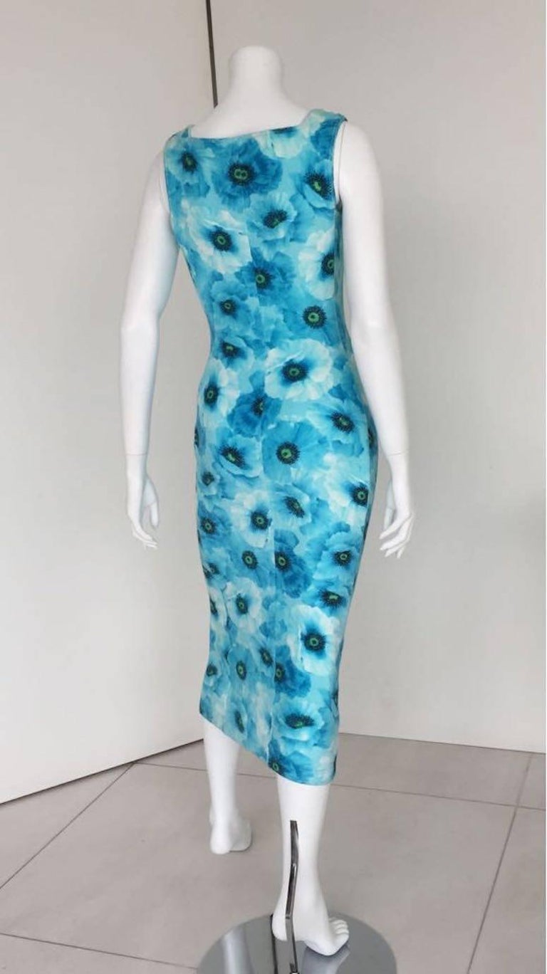 1990s Gianni Versace Couture Turquoise Summer Casual Dress at 1stDibs