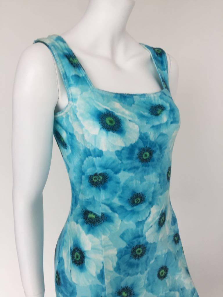 Blue 1990s Gianni Versace Couture Turquoise Summer Casual Dress 