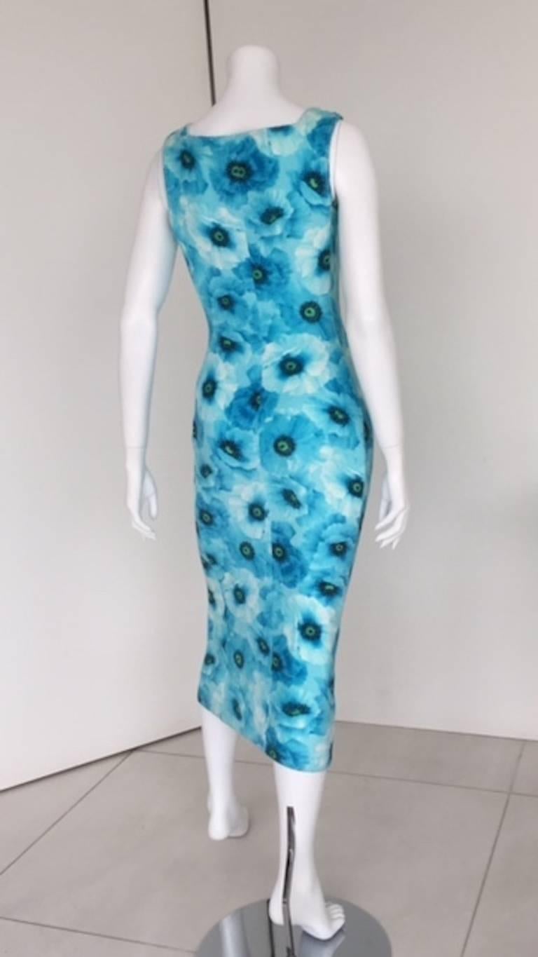 1990s Gianni Versace Couture Turquoise Summer Casual Dress  2