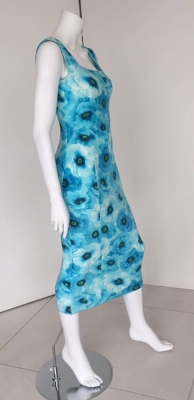 1990s Gianni Versace Couture Turquoise Summer Casual Dress  3