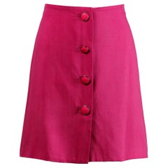1990s Gianni Versace Couture Vintage Hot Pink Silk Mini Skirt / Medusa Buttons