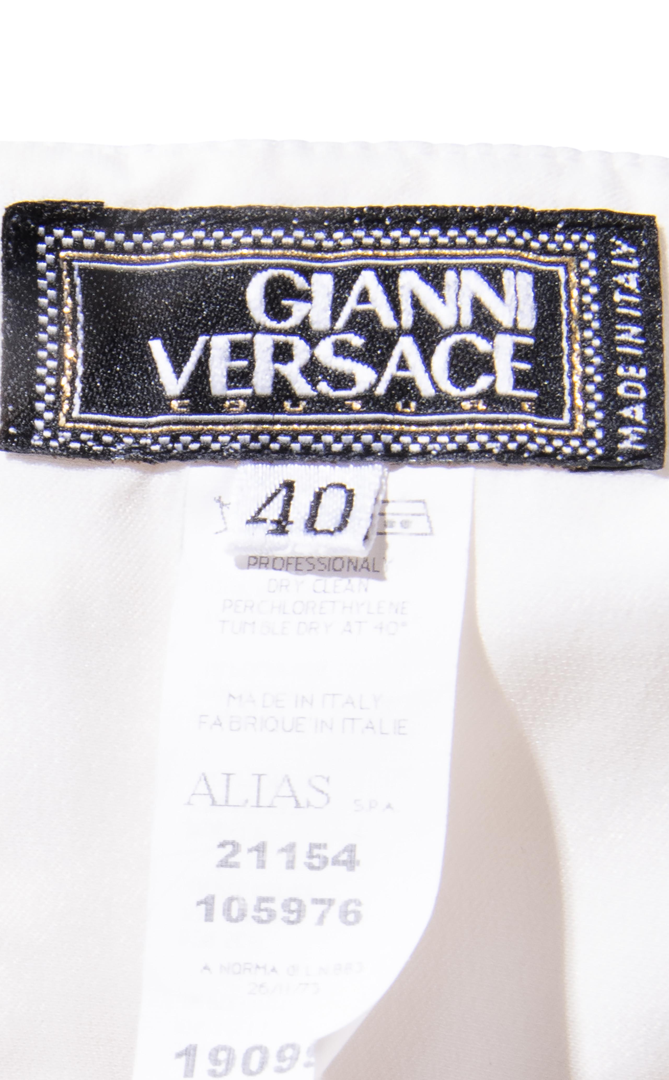 1990's Gianni Versace Couture White Embellished Side Cutout Gown 6