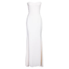 1990's Gianni Versace Couture White Embellished Side Cutout Gown
