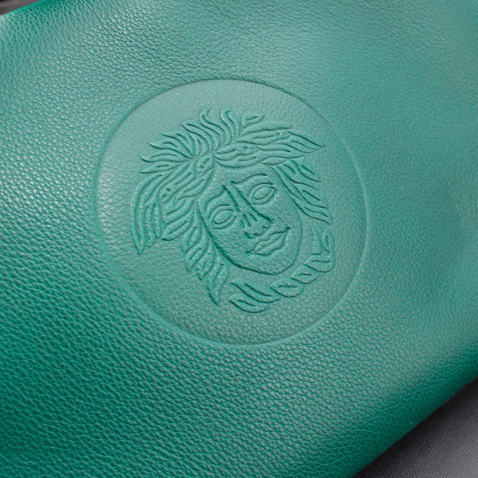 1990s Gianni Versace Dark Green Leather Travel Bag 3