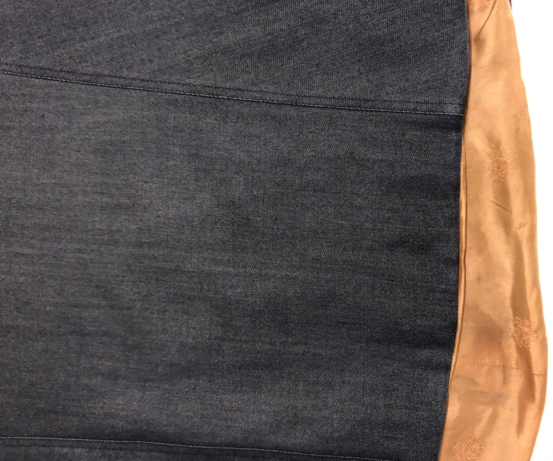 Women's 1990s Gianni Versace Denim Fishtail Maxi Skirt For Sale