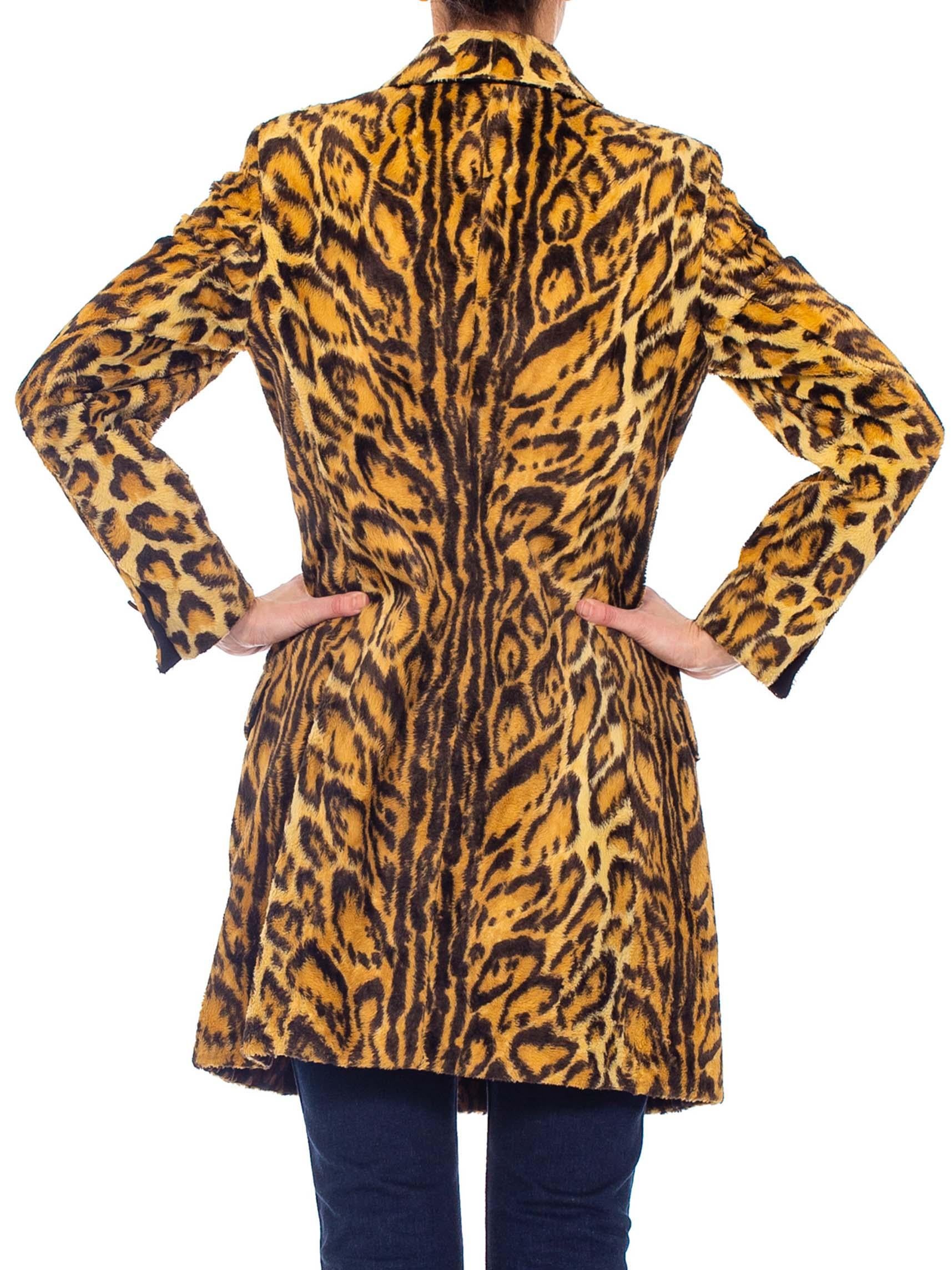 1990'S GIANNI VERSACE Leopard Print Faux Fur Velvety Coat 4