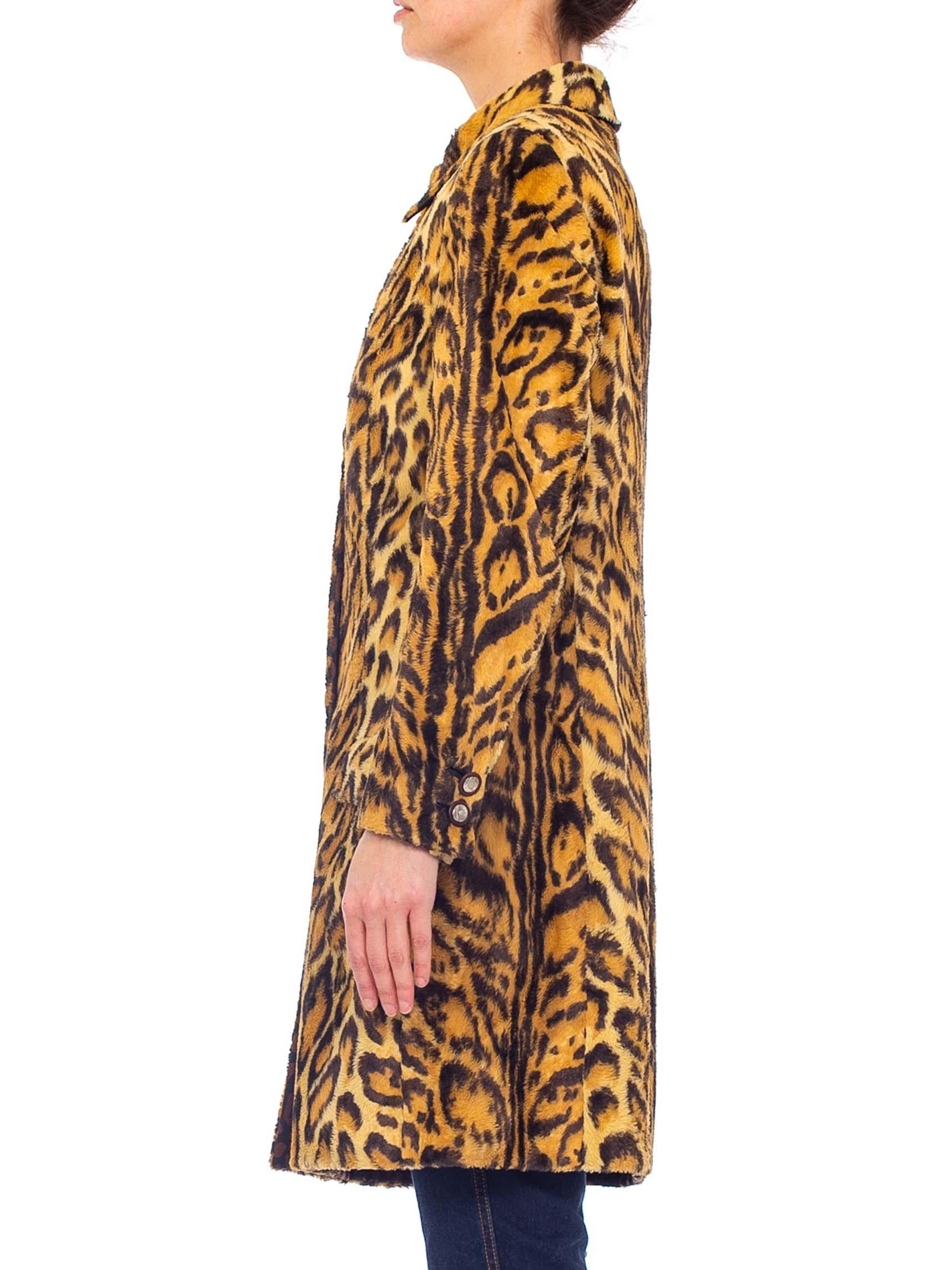 Women's 1990'S GIANNI VERSACE Leopard Print Faux Fur Velvety Coat