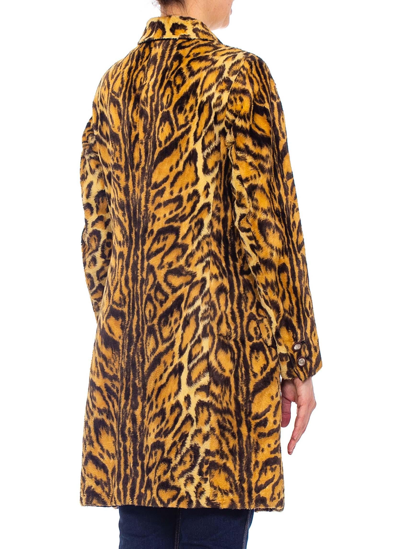 1990'S GIANNI VERSACE Leopard Print Faux Fur Velvety Coat 1