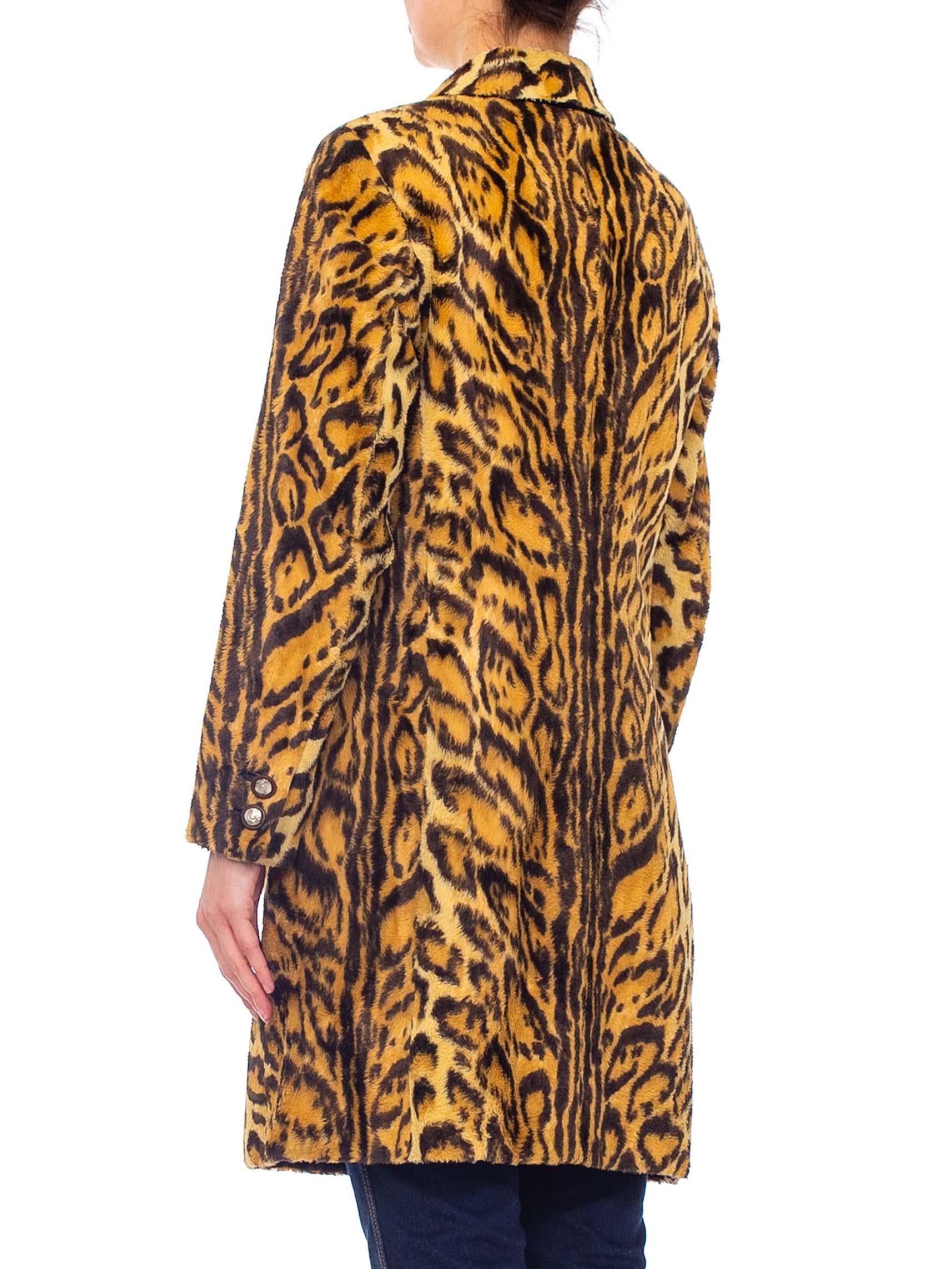 1990'S GIANNI VERSACE Leopard Print Faux Fur Velvety Coat 2