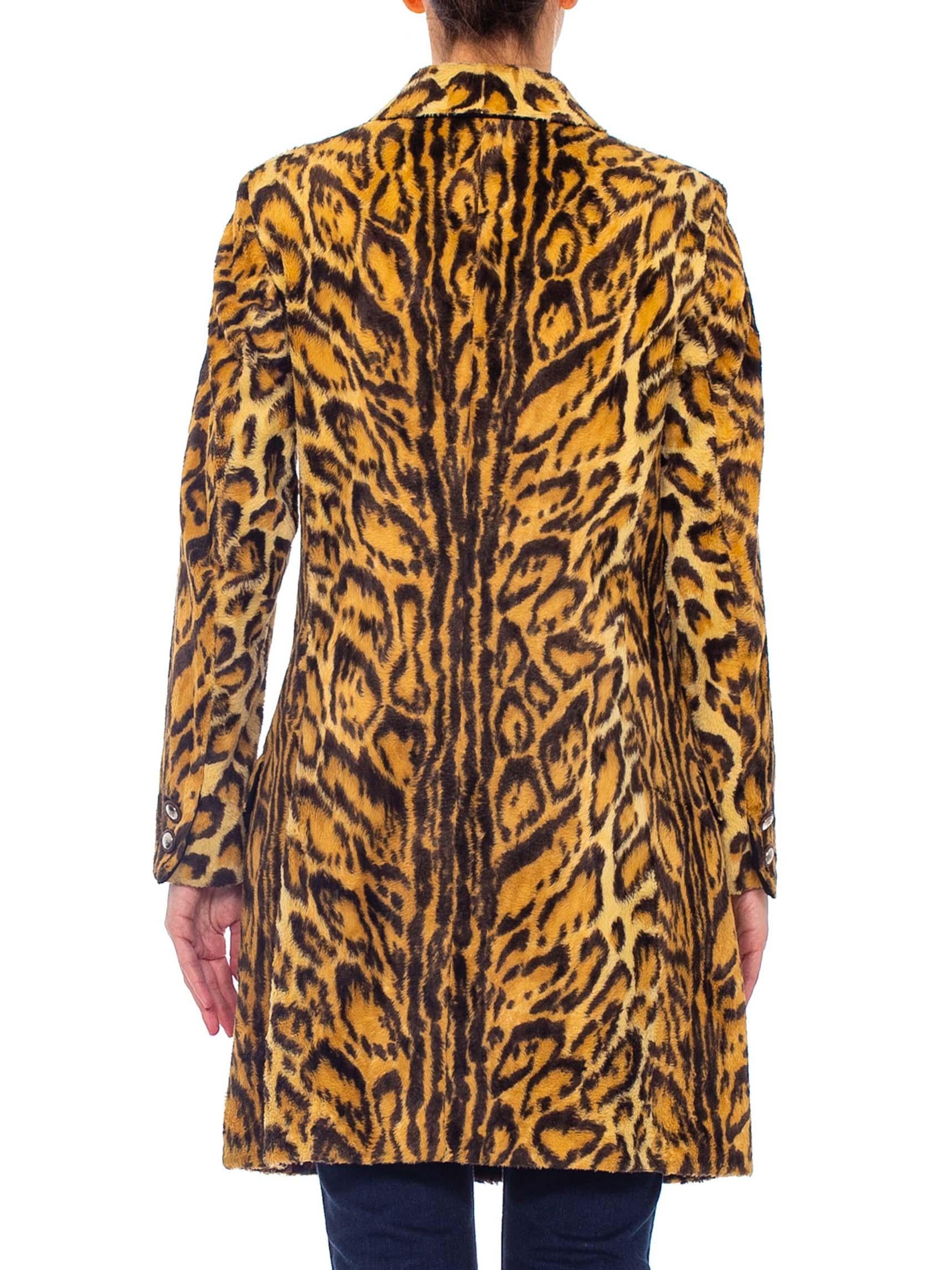 1990'S GIANNI VERSACE Leopard Print Faux Fur Velvety Coat 3