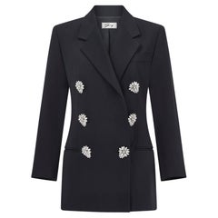 1990s Gianni Versace for Genny Black Jacket with Oversized Crystal Buttons