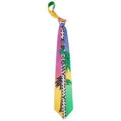 1990S GIANNI VERSACE Geometric Miami Tie With Palms