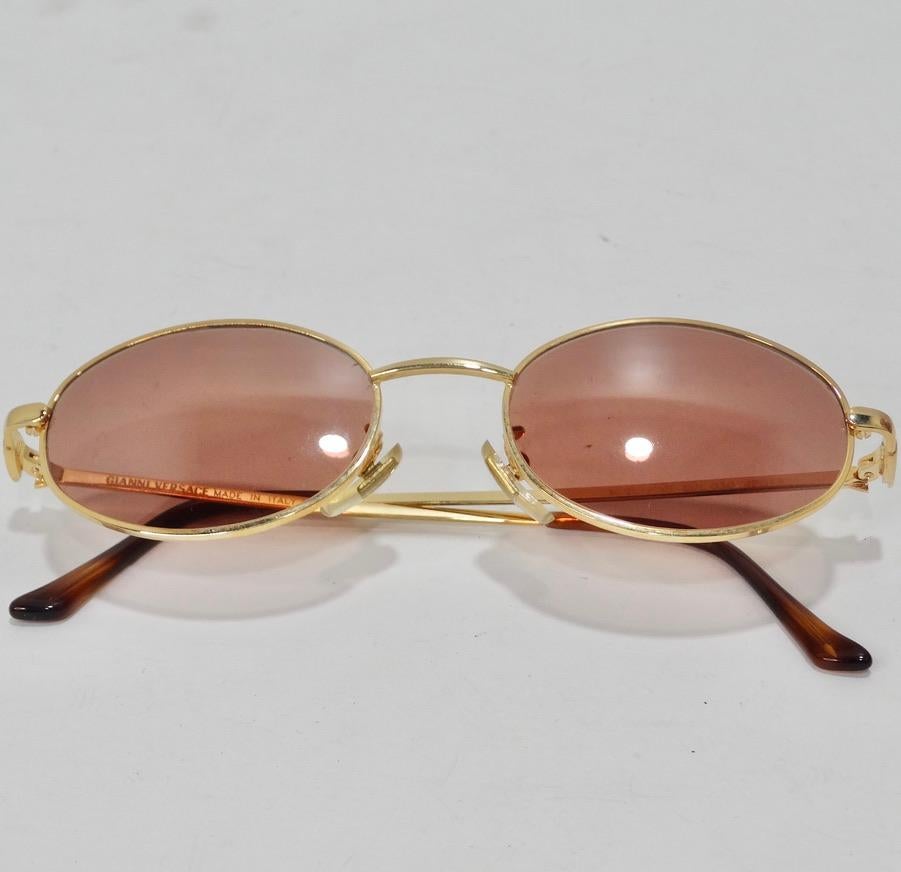 1990s Gianni Versace Gold Sunglasses For Sale 5