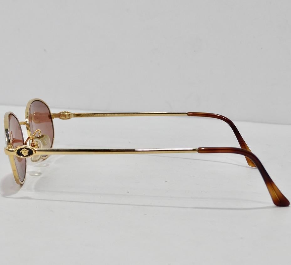 1990s Gianni Versace Gold Sunglasses In New Condition For Sale In Scottsdale, AZ